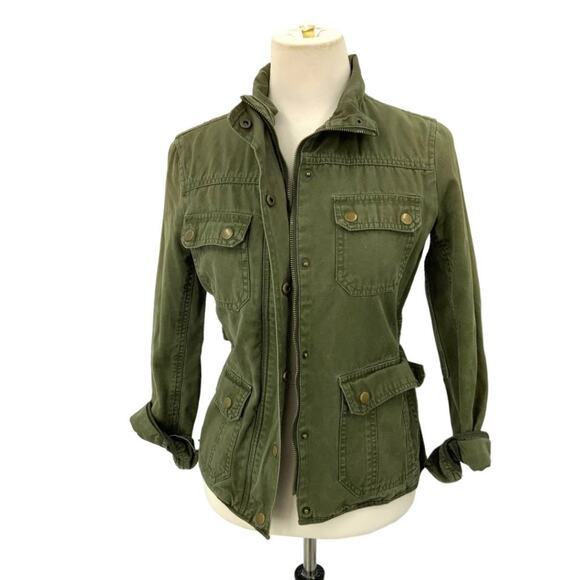 Kut From The Kloth 100% Cotton Green Military Full Zip Jacket Size Small - Picture 1 of 6